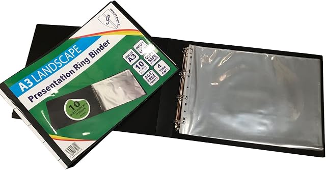6 x A3 Deluxe Landscape 4-D Ring Binder Folders File Art Presentation