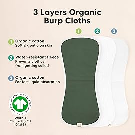 Organic Burp Cloths Baby Boy & Girl - 5-Pack Super Absorbent Cotton Burping Cloths for Babies, Soft & Plush Newborn Spit Up Rags, Infant Towels for Milk Spit Up, Unisex, Large 21 x 10 (Crossroads)
