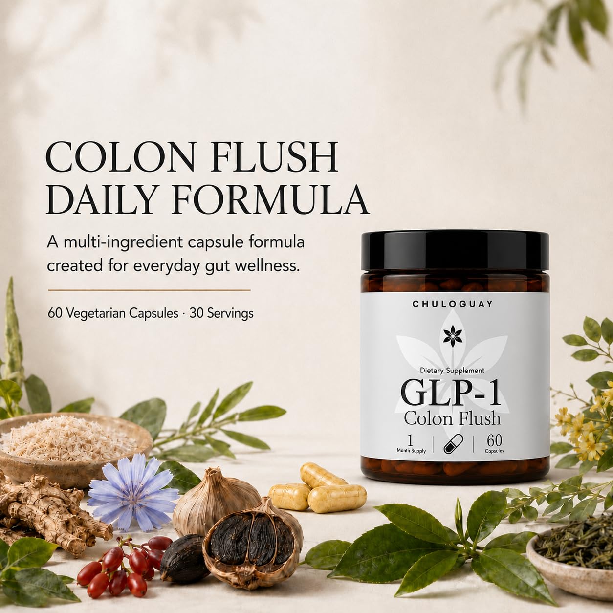 GLP-1 Colon Flush for Digestive Regularity Support, Psyllium, 60 Capsules — Amazon image 2