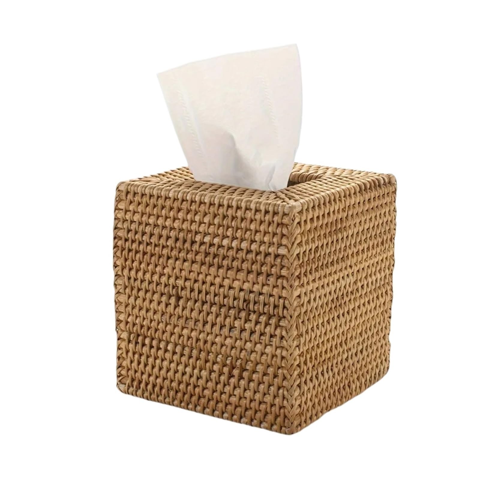 1 Pcs Rattan Tissue Box Cover, Hand Woven Square Wicker Holder For Facial Tissues, For Bathroom Living Room For Home