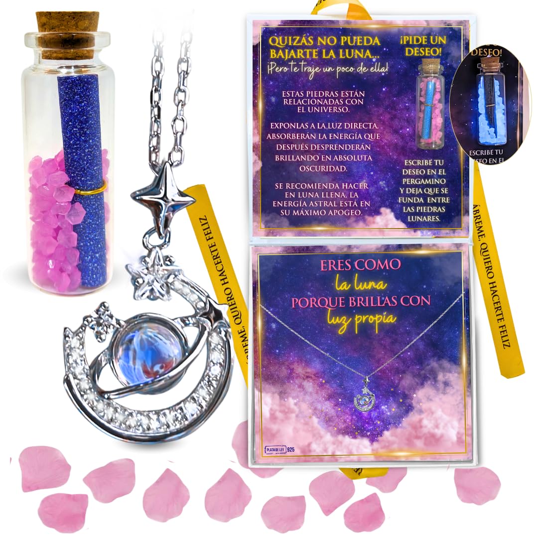 Lidia PasalodosCollar Plata Mujer - PLATA DE LEY 925 - Colgantes Mujer Plata - Gargantilla Plata Mujer -Regalos Cumpleaños Mujer -Regalos Originales Para Mujer Joven -Regalo Original Mujer -Collar Luna - Piedra Luna
