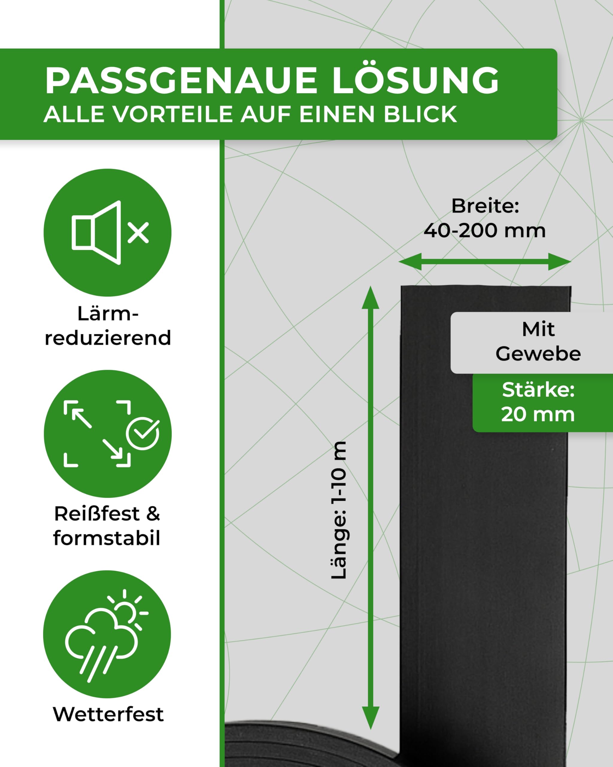 Gummistreifen mit Gewebe in der Größe 1500x120x20mm Gummi-Matte Auflage Streifen Unterlage Schürfleiste Abrieb Schneeschild Leiste