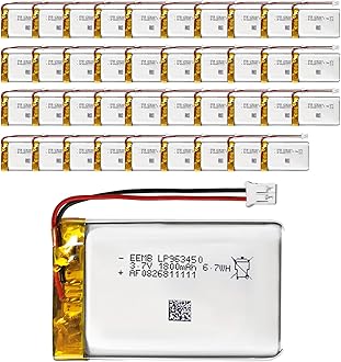 EEMB Lithium Polymer battery 3.7V 1800mAh 963450 Lipo Rechargeable Battery Pack with wire JST Connector for Dashcam and Bluetooth Speaker-confirm device & connector polarity before purchase(40)