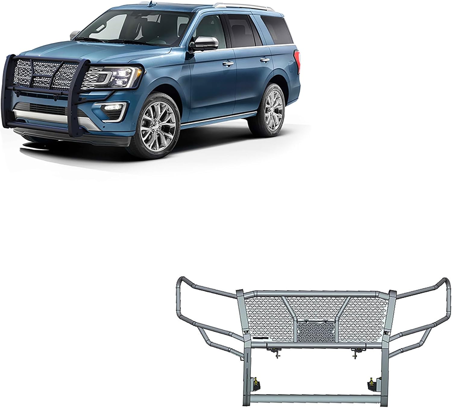 Black Horse RUGGED Heavy Duty Grille Brush Bumper Guard Modular Black Compatible with 2018-2024 Ford Expedition-RU-FOEX18-B