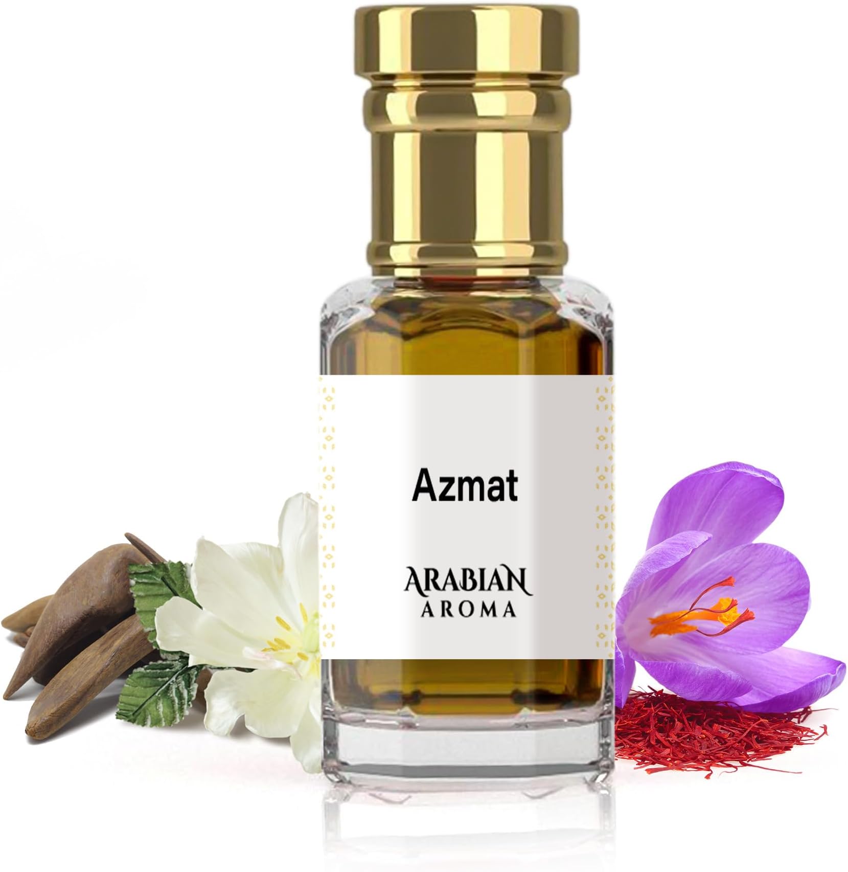 Arabian Aroma Azmat Attar | Saffron & Oud Fragrance with Musk Base | Attar for Men Long Lasting Smell | Oil-Based Alcohol Free Ittar | 100% Perfume for Men | Roll On Itra | (6ml)