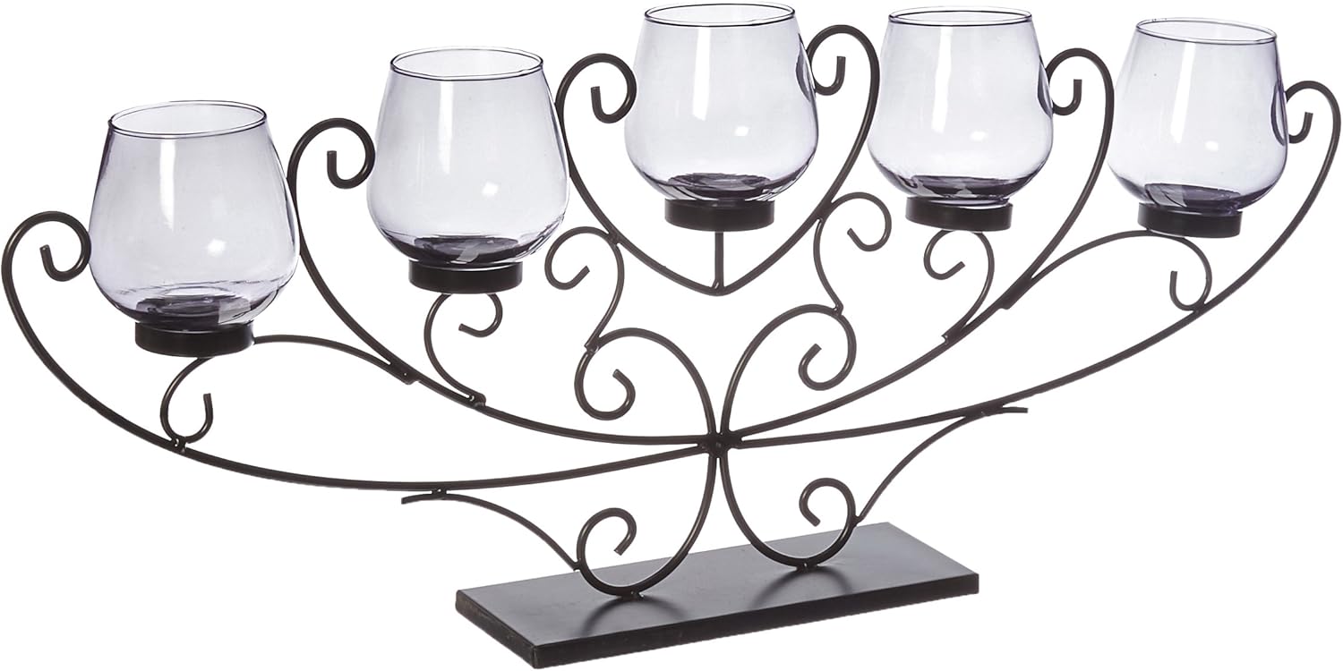 FiveCandle Swirled Iron Candle Holder Home & Kitchen