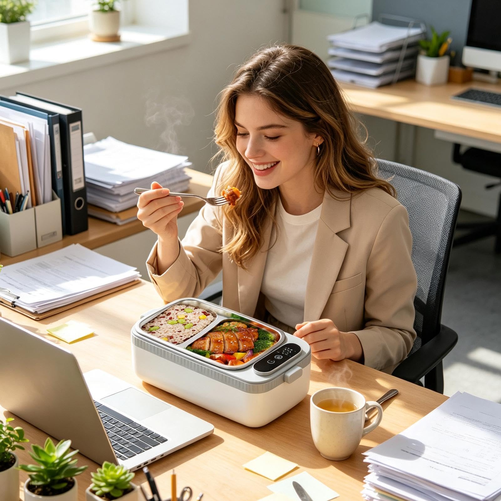 Genérico Eléctrica Portátil Contenedor De Comida Recargable De 12000 mAh