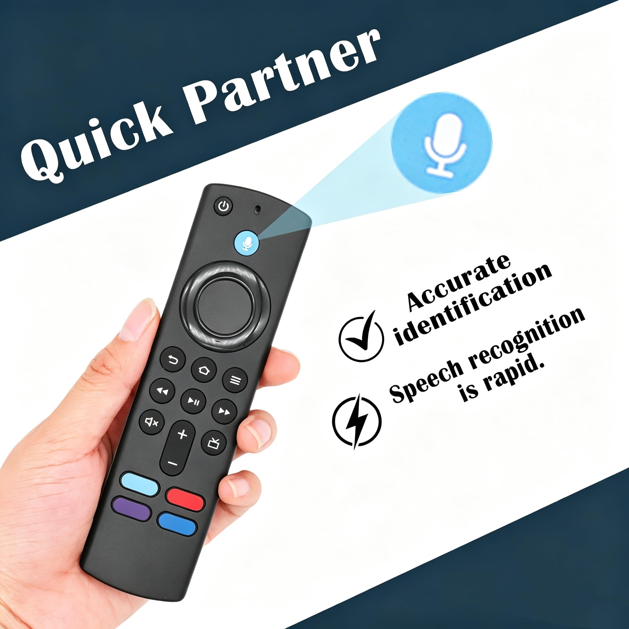 Zastępczy pilot głosowy do Smart TV Stick (2./3. Gen, 4K, 4K Max, Lite, HD) i Smart TV Cube (2/3. generacji) z Bluetooth i 4 programowalnymi przyciskami do szybkiego dostępu