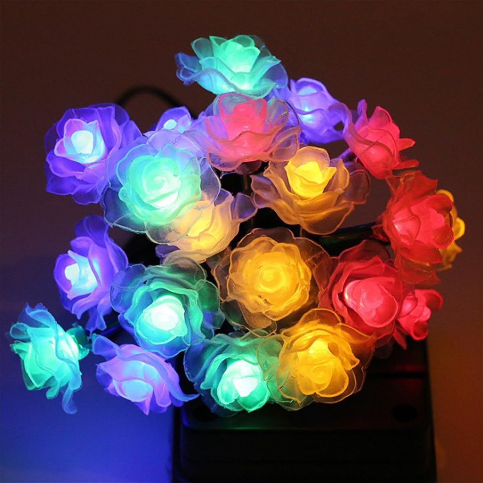 Mateju LED Lichterkette Außen Solar, Solar Lichterkette Aussen mit Fernbedienung 8 Modi Solarlichterkette Outdoor für Innen, Garten, Terrasse, Balkon, Hochzeit (Bunte Rosen,32M/300LED)