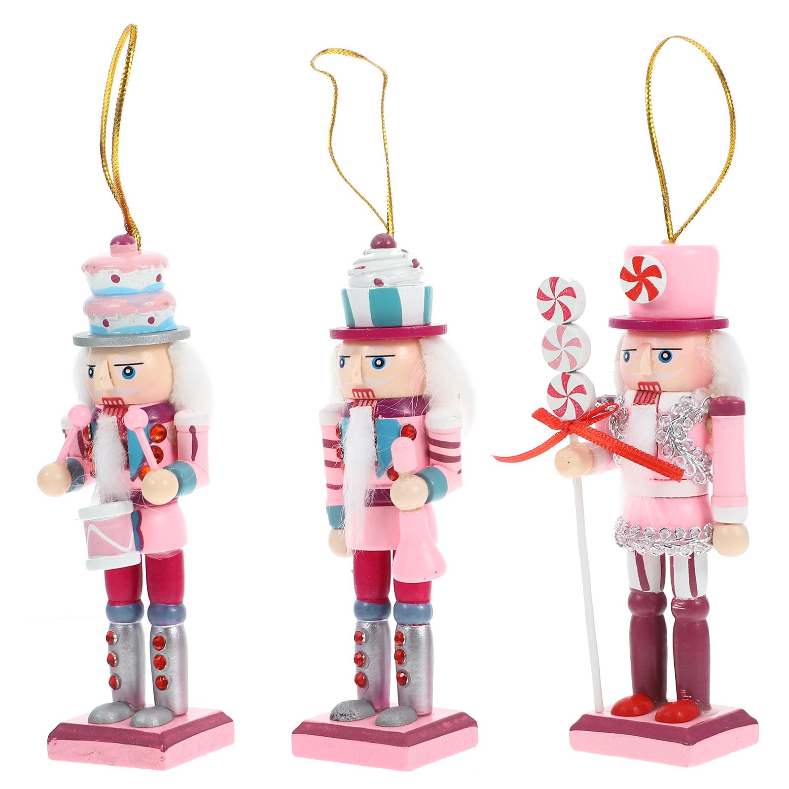 15 Piezas Figura de Cascanueces de Madera, Adorno Navideño para