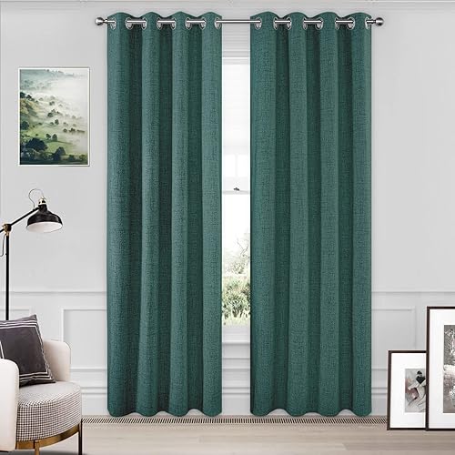 Miniatura 27 de CUCRAF - Cortinas de lino 100% opacas de 84 pulgadas de largo, juego de 2 paneles, con pestaña trasera y bolsillo para cortinero para sala de estar