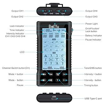 【新型】indepth インデプス4.0 EMS Amazon.com: Belifu 4 Independent Channel TENS EMS Unit, 24