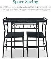 Vista 3 de Best Choice Products Juego de comedor moderno de 3 piezas, juego de comedor compacto para cocina, comedor, espacio pequeño con estructura de acero