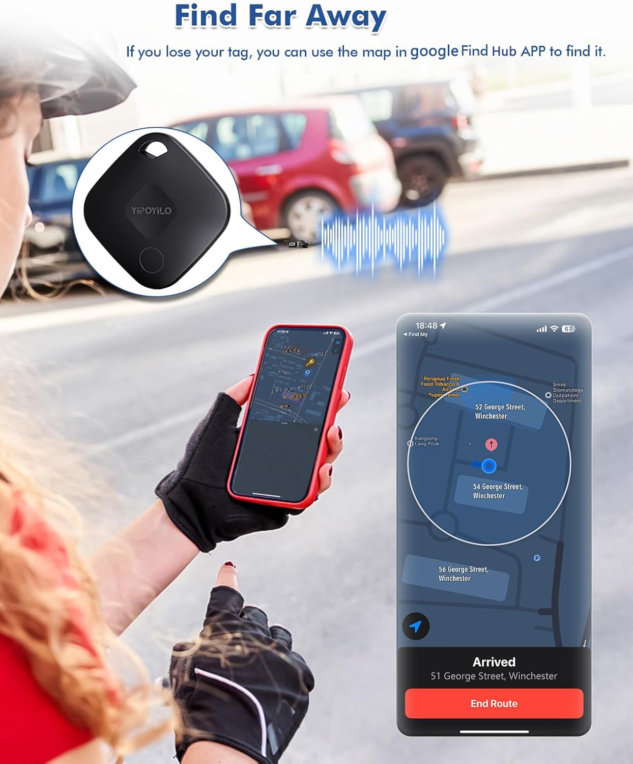 Real-time Positioning Air Tracker Tag(Only for Android, Not for iOS), Key Finder, Work with Google Find Hub, Tracker for Luggage, Backpack etc, 4 Pack Black - Image 5