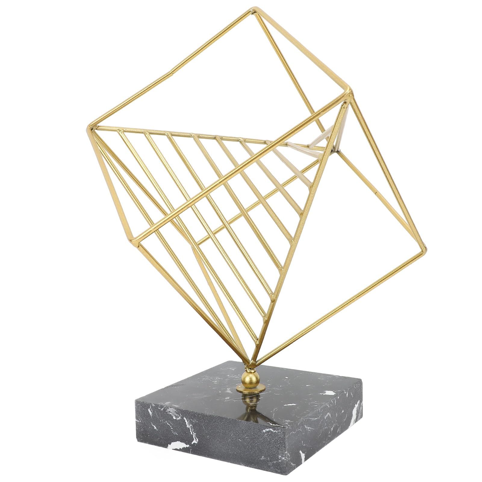 Escultura Geométrica de Metal, Escultura Abstracta de Mesa, Delicada, Decorativa, Coleccionable, Hierro y Mármol, Moderna para Dormitorio, Oficina