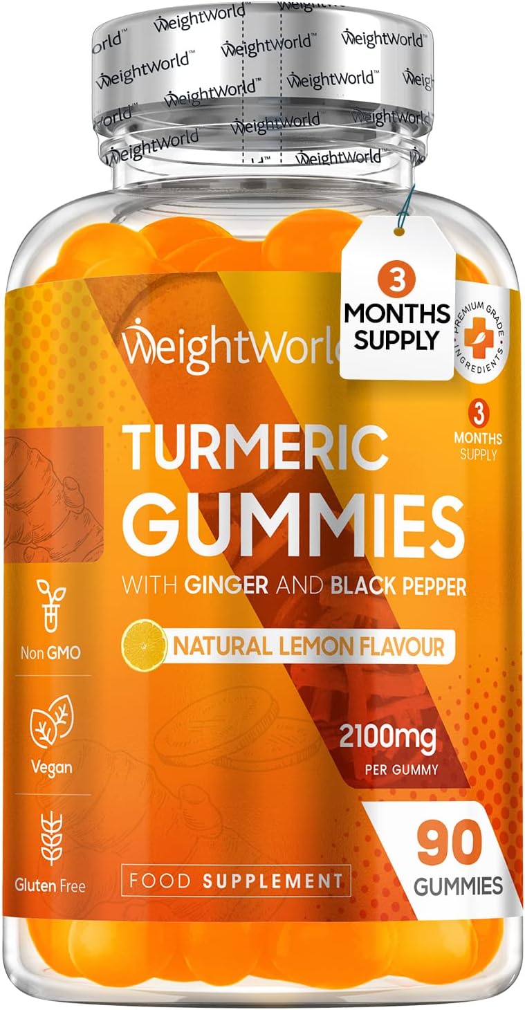 Turmeric Gummies with Ginger & Black Pepper 2101mg 90 Natural Lemon