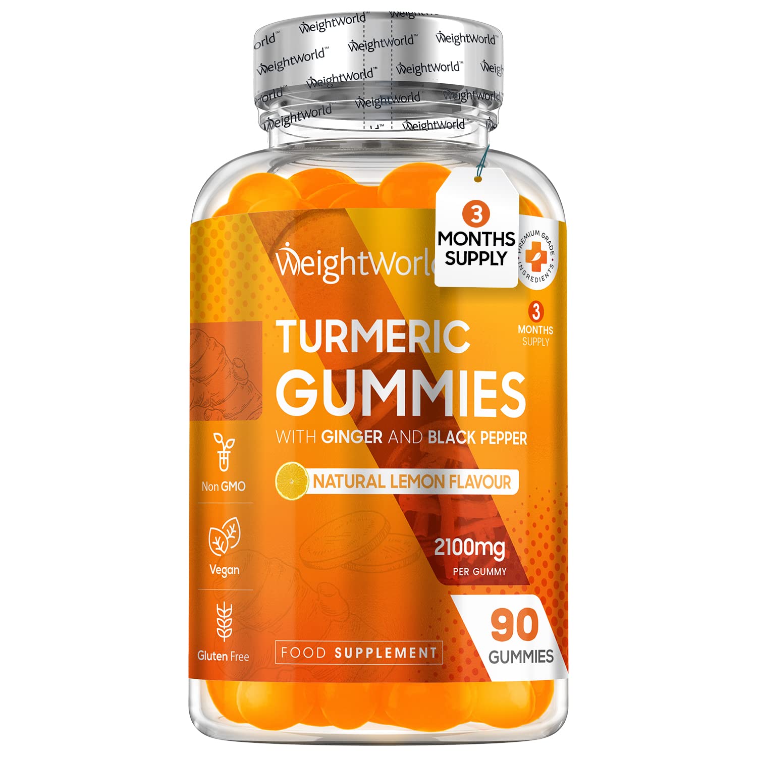 Buy Turmeric Gummies with Ginger & Black Pepper 2101mg 90 Natural