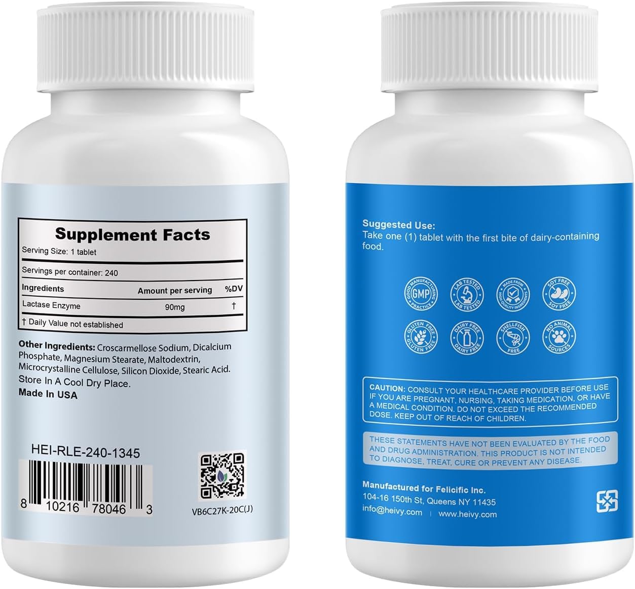 Heivy Lactase Pills 9000 FCC 240 Tablets, 1 Per Serving — Amazon image 7