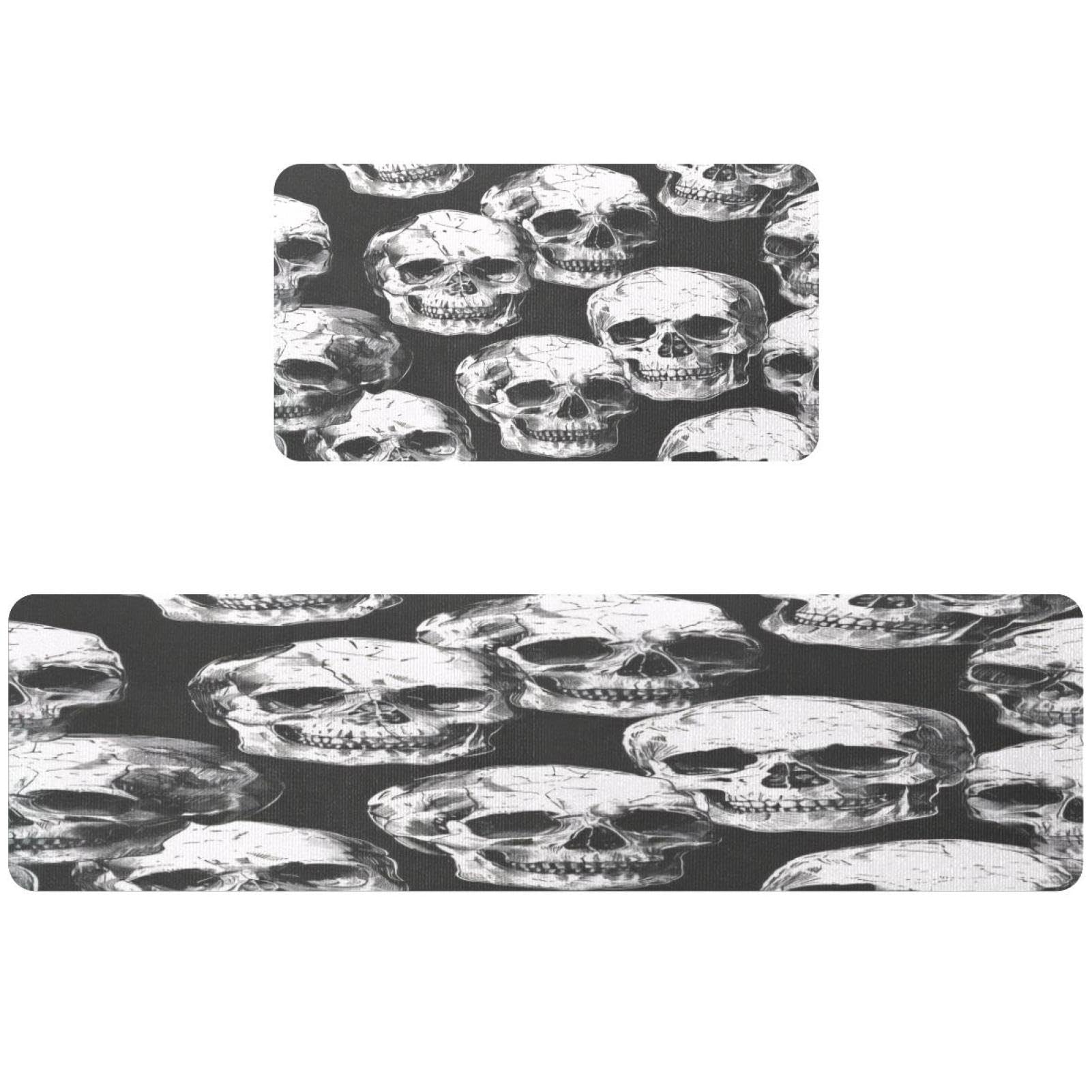 Alfombrillas de cocina absorbentes que evitan resbalones con diseño de calavera 2 piezas