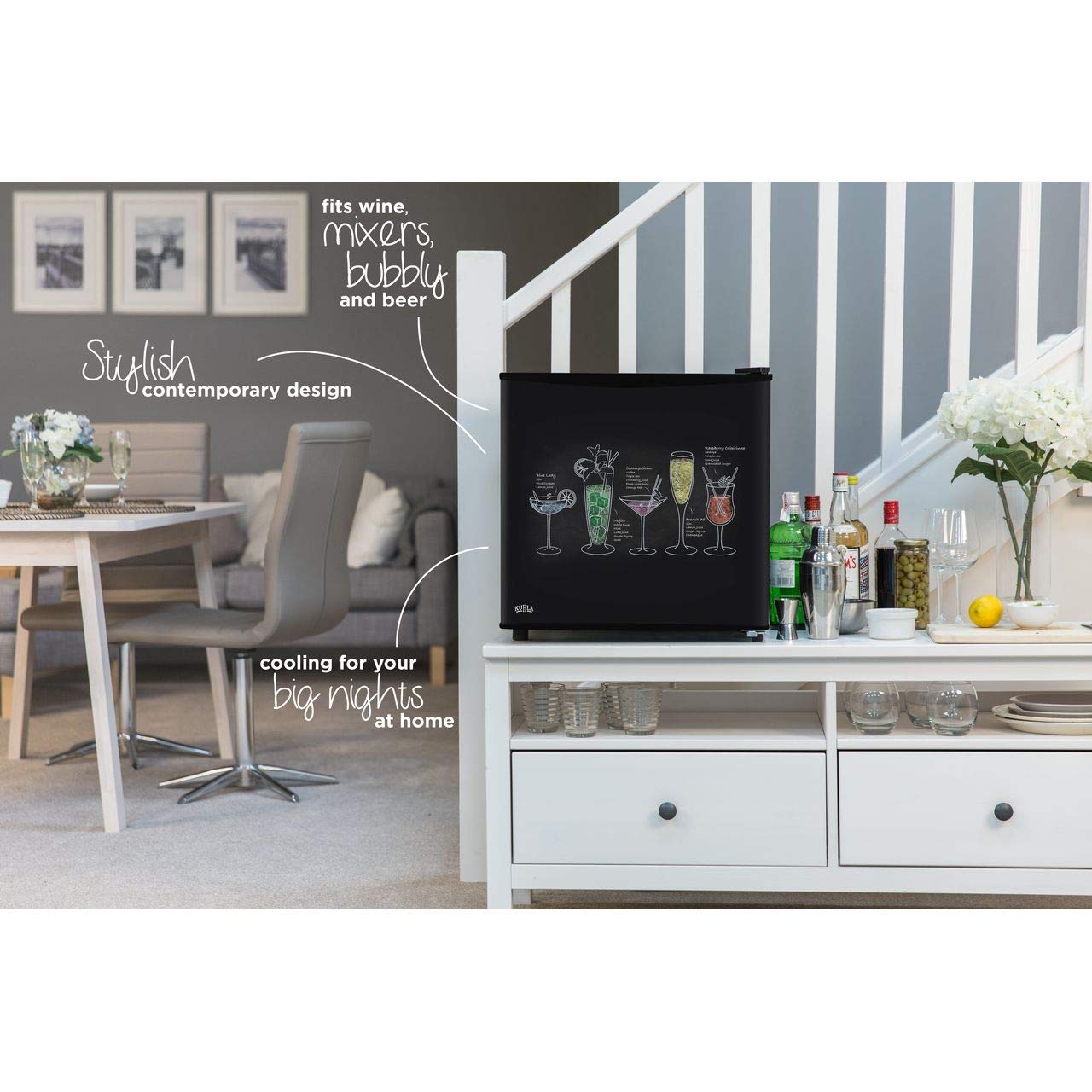 Kuhla 43 Litre Mini Fridge with Ice Box, Stylish Design, Inc Adjustable