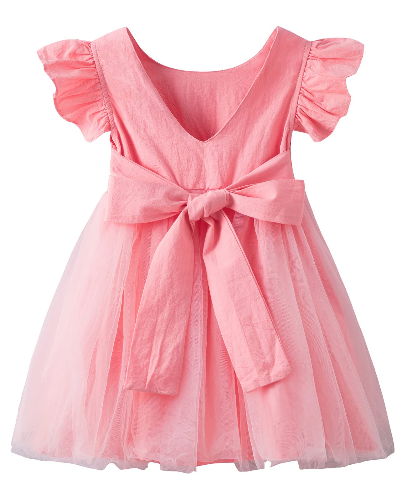 LYXIOF Toddler Baby Girl Tutu Tulle Dress Cotton Linen Ruffle Back Bowknot Princess Party Dresses