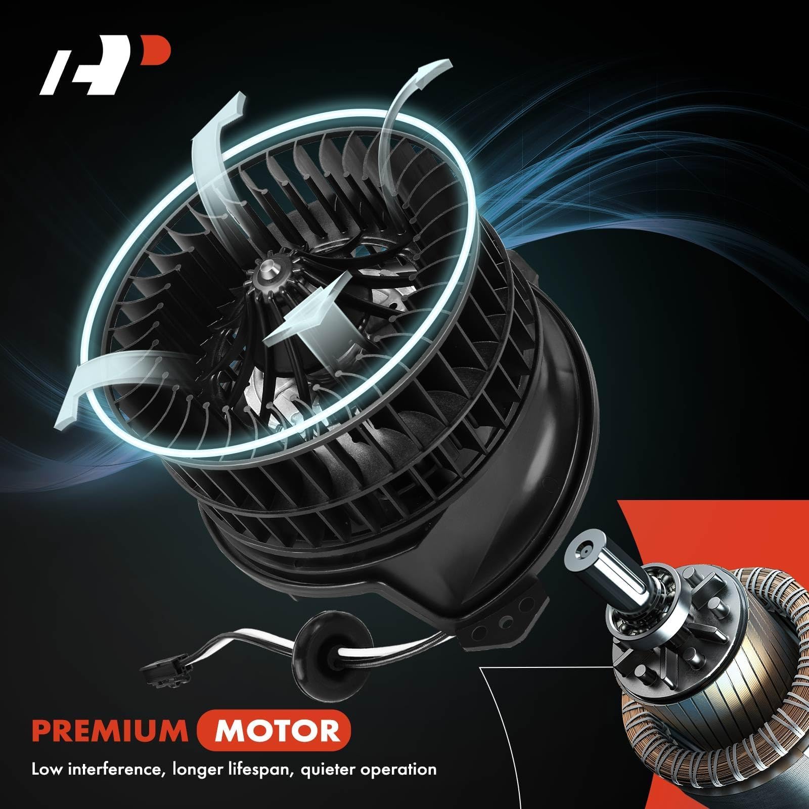 A-Premium Motor de ventilador delantero HVAC con jaula de ventilador | Compatible con Kia Rio 2012 2013 2014 2015 2016 2017, L4 1.6L – Repuesto # 971111W100
