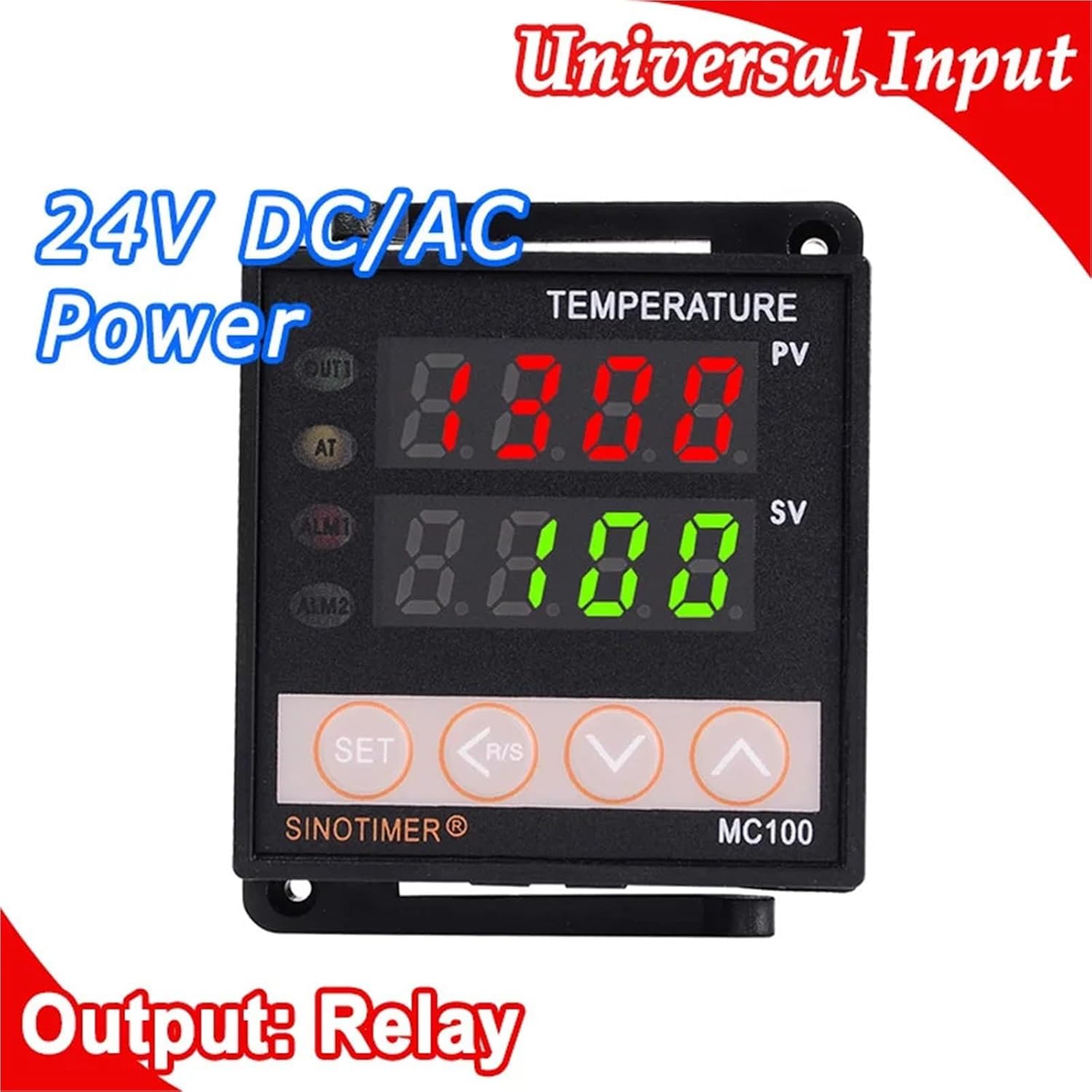Digital PID Temperature Controller Regulator Thermostat in Power 24V DC AC, Thermocouple K J E PT100 Sensor Input, Relay Output(Power Supply 24VDCAC)