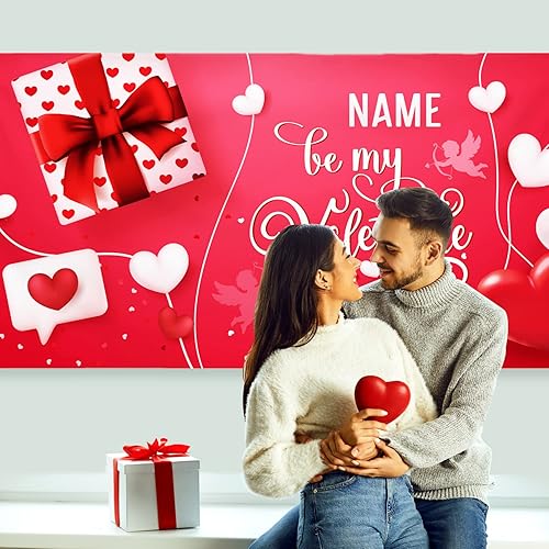 Miniatura 82 de Cartel de fondo personalizado para el día de San Valentín, decoración de San Valentín, letrero de vinilo con texto en inglés "Be My Valentine
