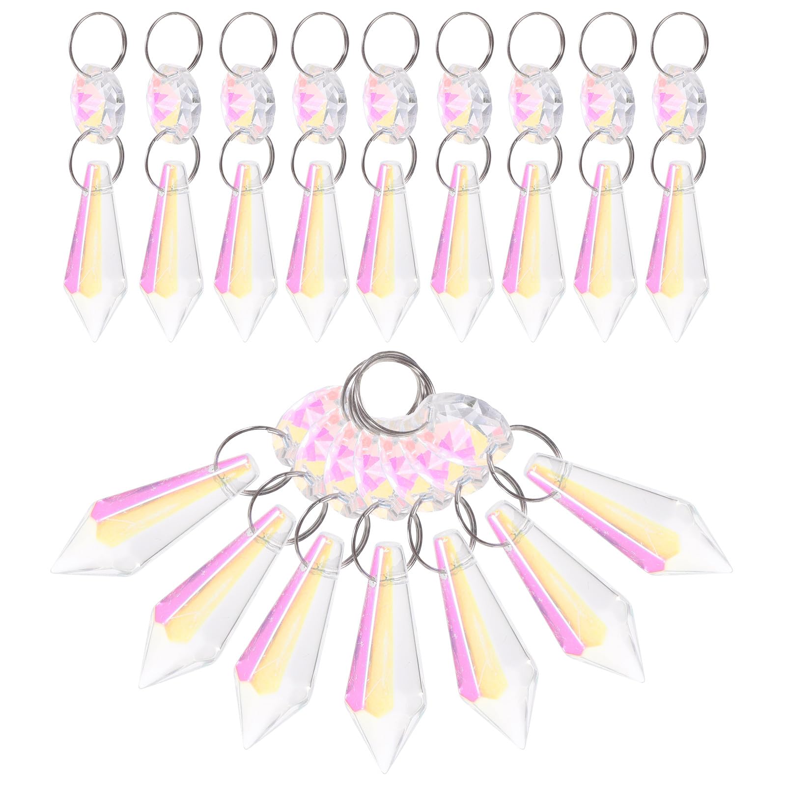 20 Pack Crystal Sun Catchers Hanging Decorations, DIY Window Prism Ornaments for Home and Party Decor, Rainbow Maker Pendants for Garden, Chandelier, and Christmas Tree