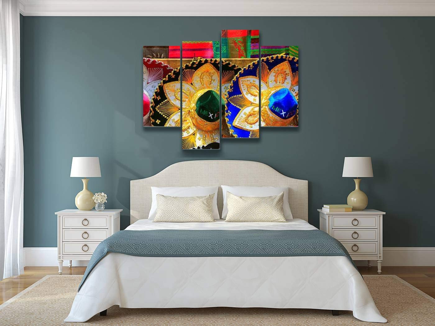 D1eep Lienzo para Pared con diseño de Arte de cerámica, 4 Paneles, Listo para Colgar