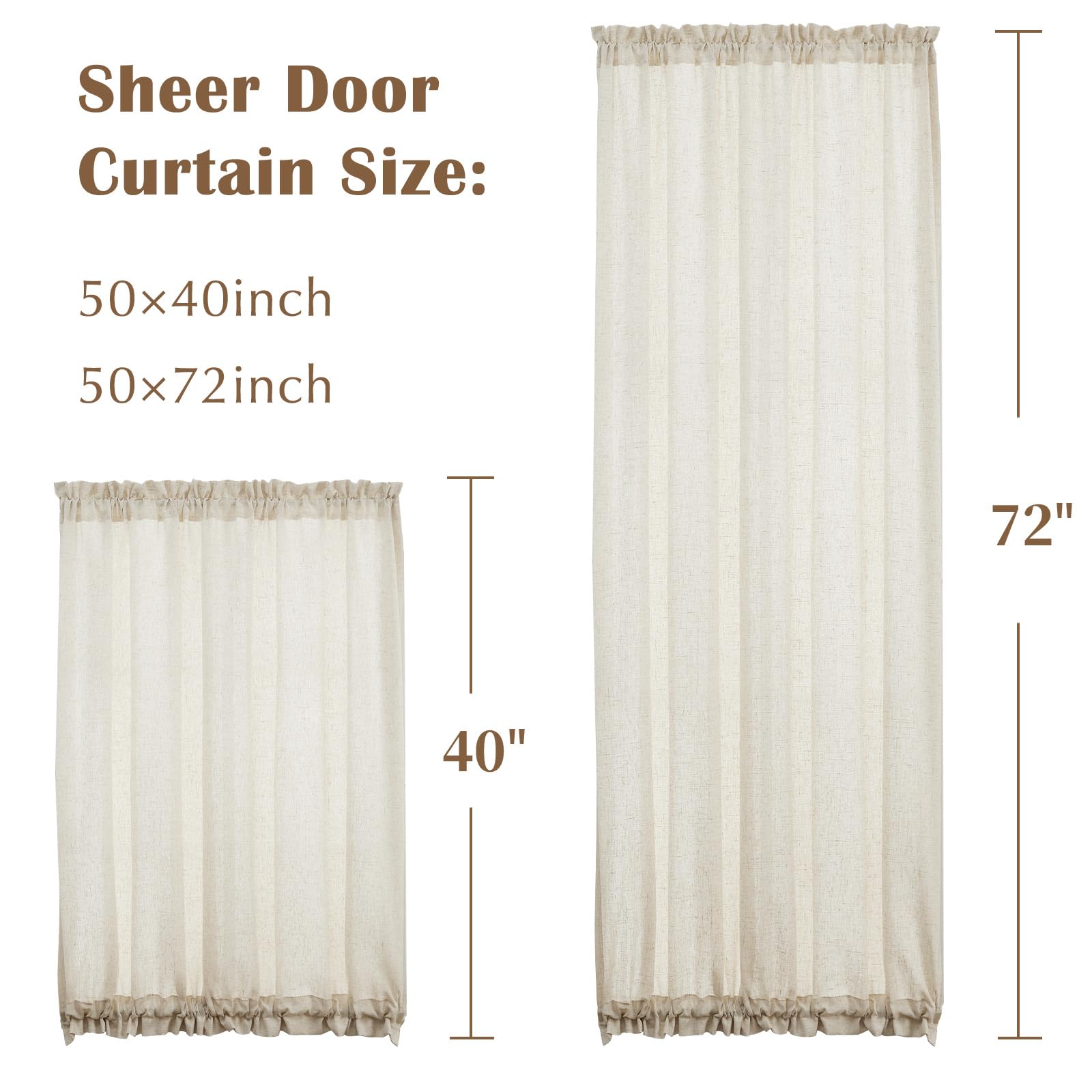 Amazon.com: jinchan Linen Blend French Door Curtain Crude 72