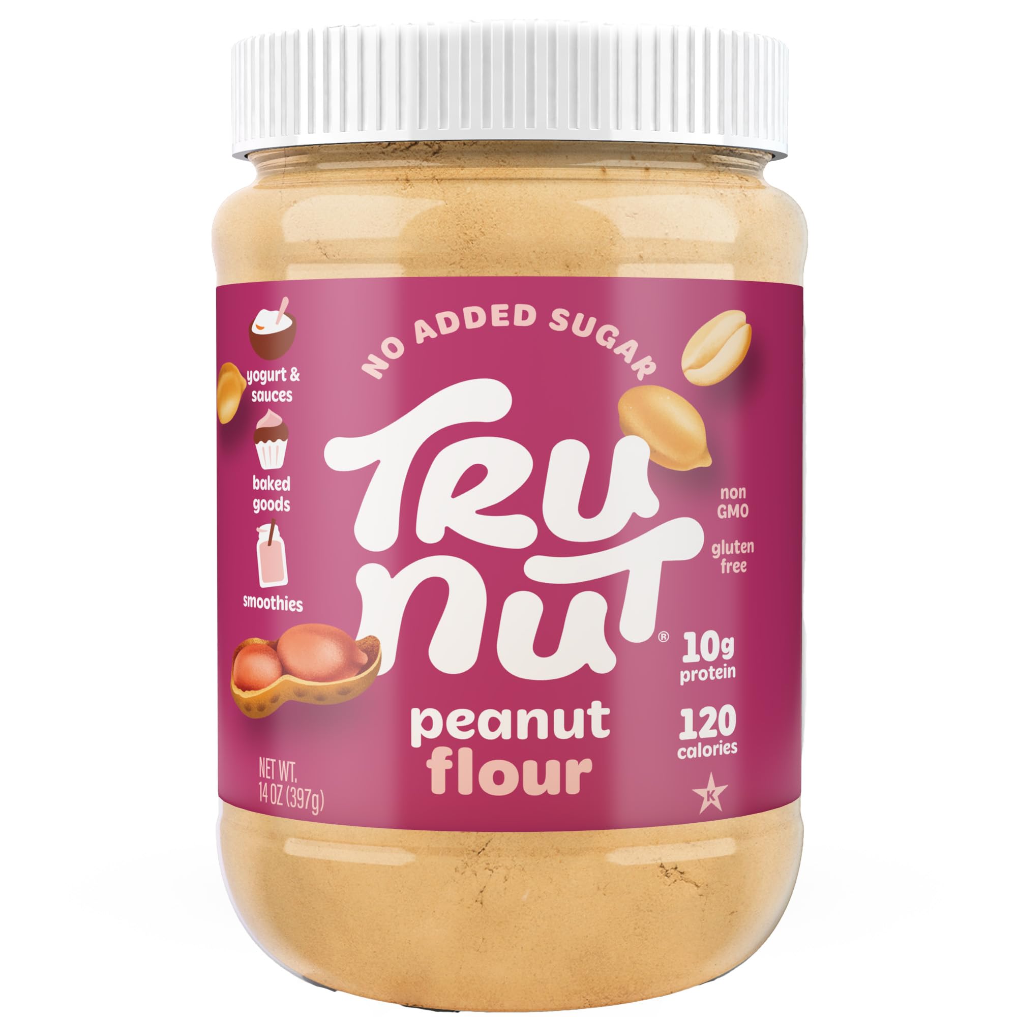 Peanut Flour - Gluten Free Flour For Baking, Good Source of Plant Protein - Low Carb, Non-GMO, Vegan, Keto Peanut Flour | Sugar Free Peanut Butter Powder | 18 Servings | 14oz Jar