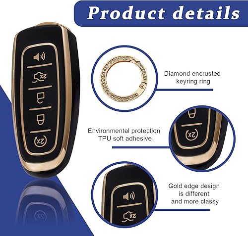 Miniatura 3 de Compatible con funda para llavero Ford con cordón para llavero, fundas de repuesto de TPU suave para Ford C-Max Edge Escape Expedition Explorer Flex