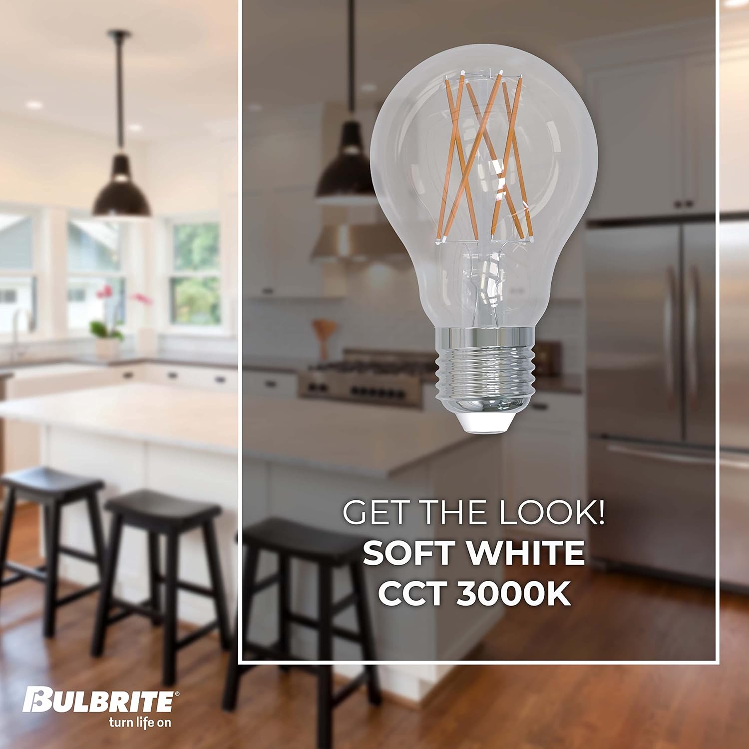 Bulbrite Pack of (2) 9 Watt Dimmable Clear Filament A19 Medium (E26) LED Bulb - 1100 Lumens, 3000K, and 90 CRI
