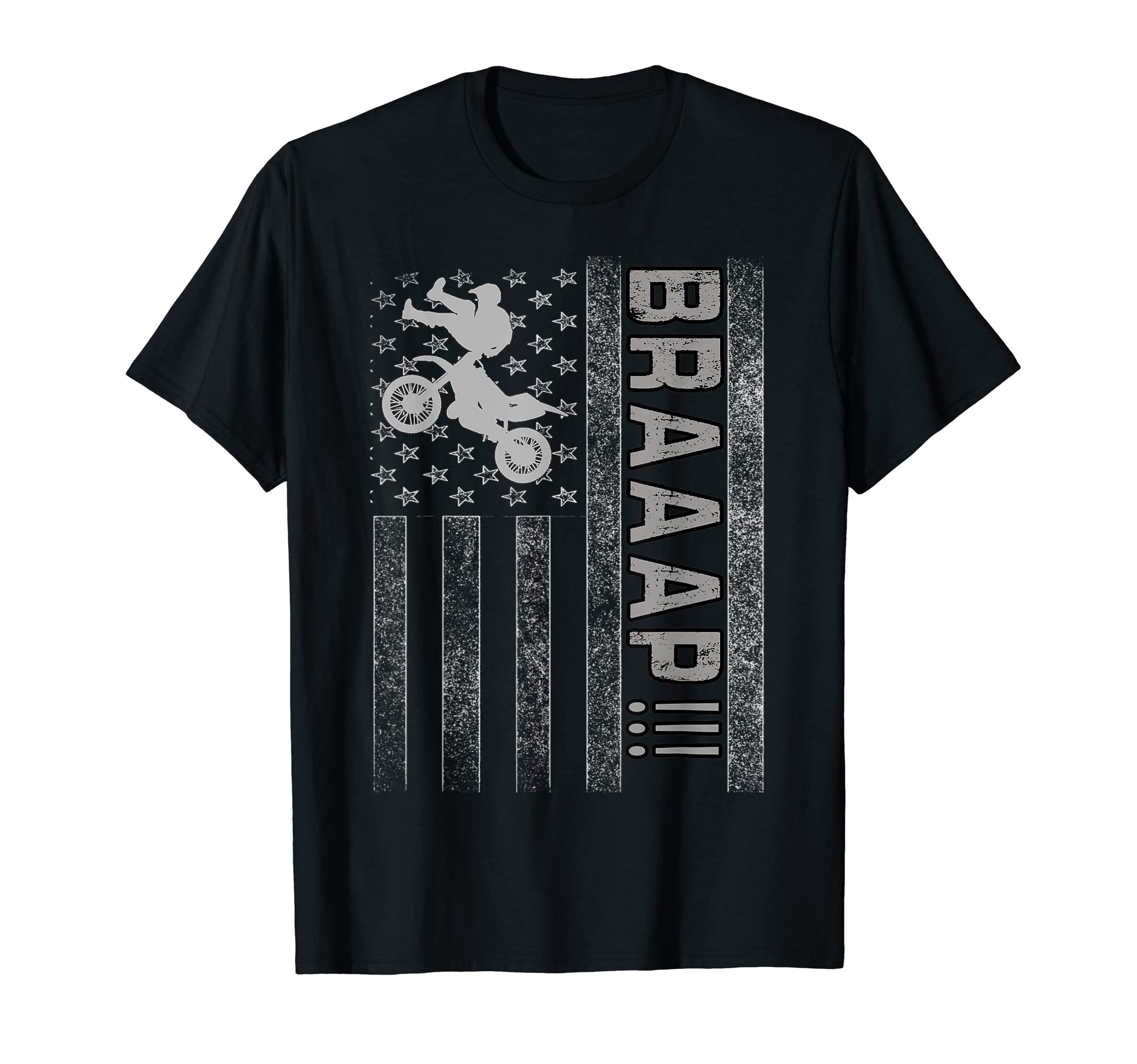 Funny Braaap Vintage USA Flag Dirt Bike MotocrossBraaap Vintage USA American Flag Dirt Bike T-Shirt