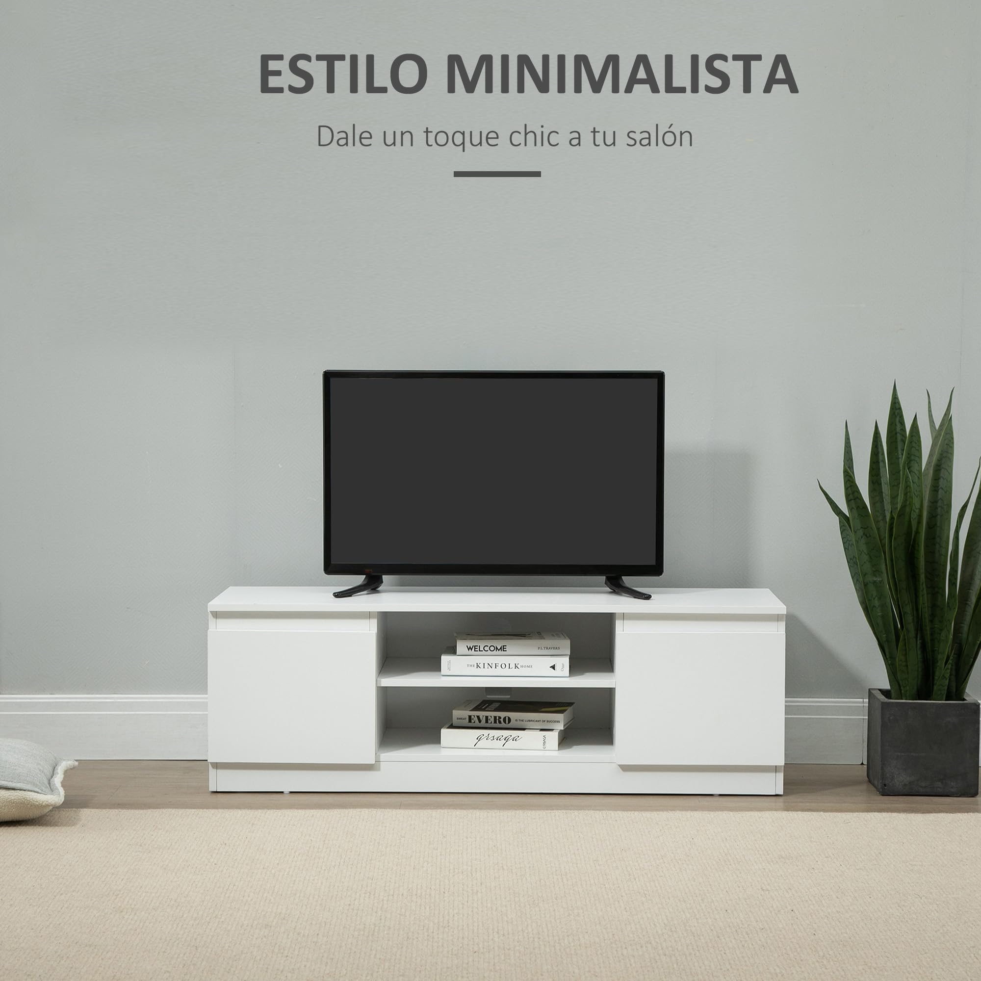 HOMCOM Mueble de TV Moderno con 2 Estantes y Puerta Mesa de Salón para