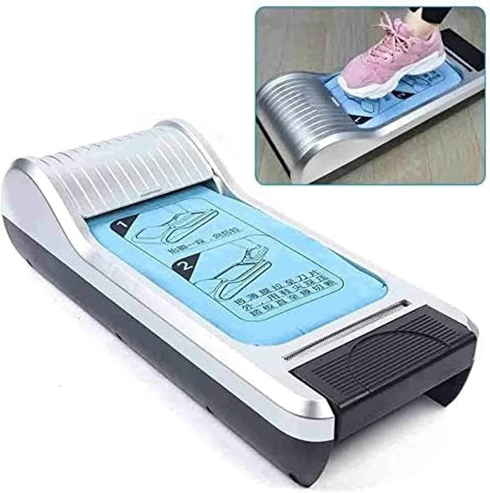 MáQuina AutomáTica Dispensadora de Cubre Calzado Desechable con PelíCula para Calzado, Incluye 3 Rollos de PelíCula y Es PortáTil