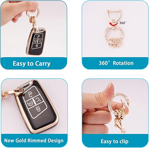 Miniatura 5 de EKALA Funda para llavero Volkswagen con llavero brillante, 4 botones, carcasa de TPU suave compatible con Volkswagen Tiguan Atlas Passat Jetta Golf