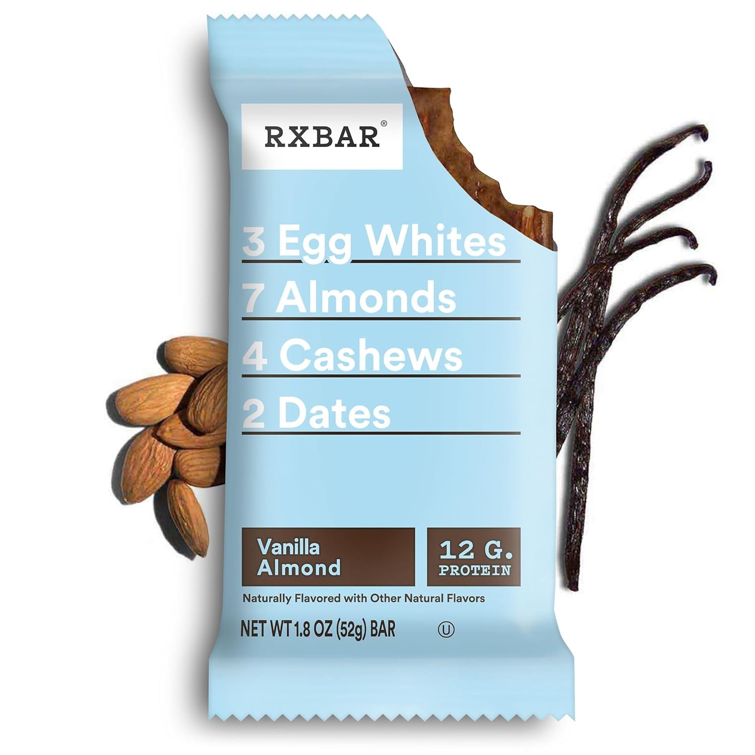 RXBAR Protein Bars, 12g Protein, Gluten Free Snacks, Vanilla Almond (6 Boxes, 30 Bars)