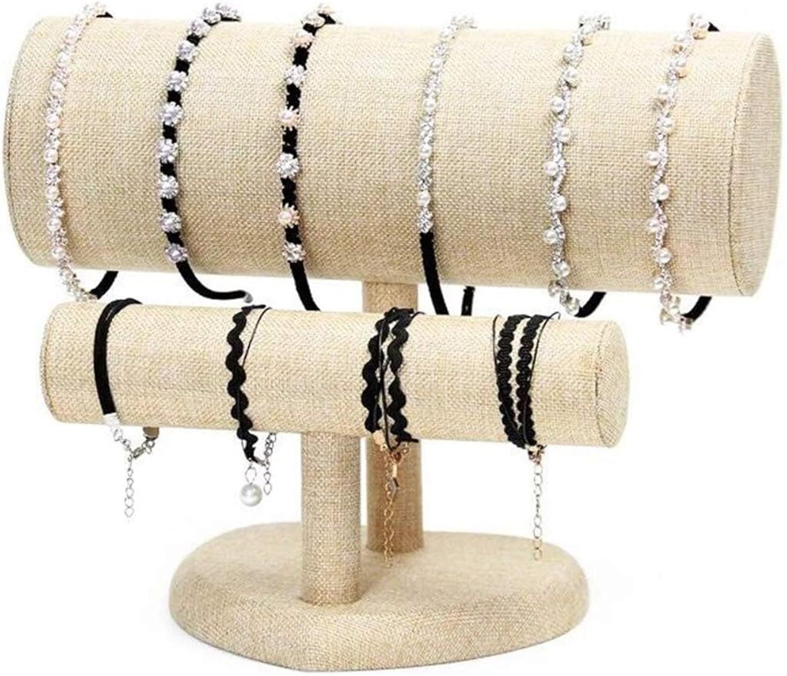 Schmuckständer Schmuckhalter, Samt Haarspange Band Stirnband Krone Halter Shop Schmuck Display Ständer Rack Schmuckbaum(Beige)