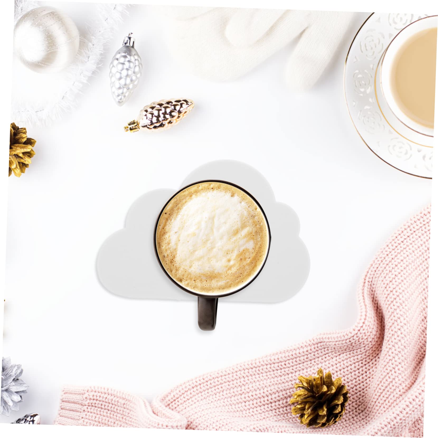 Garneck Cloud Shape Coasters 2 Pack Reusable Cup Pads Heat Non-Slip for Kitchen Bar Home Dec