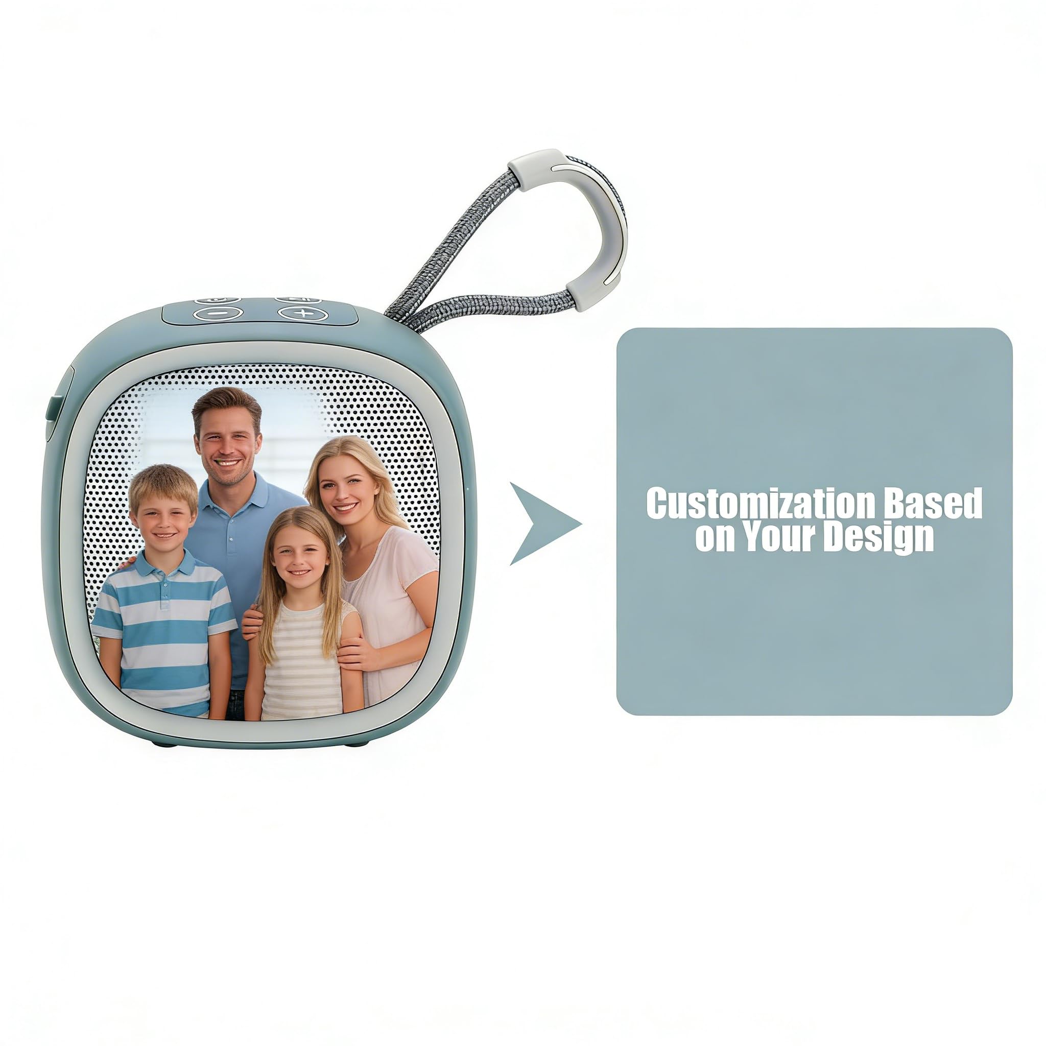 Cassa Bluetooth portatile personalizzata con foto, nome o logo – Altoparlante compatto con maniglia per escursioni, viaggi – Cassa wireless personalizzata regalo uomo, donna, idee affari (Nero)