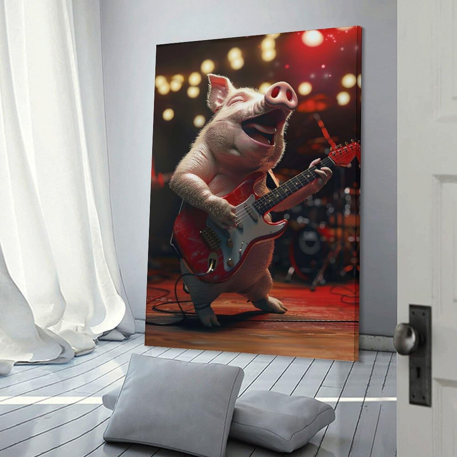 Junmoney Canvas Art Print Pig Rock, 24x36inch(60x90cm), for Office, Study Or Home Workspace, Home Office Artwork with Decorative Appeal