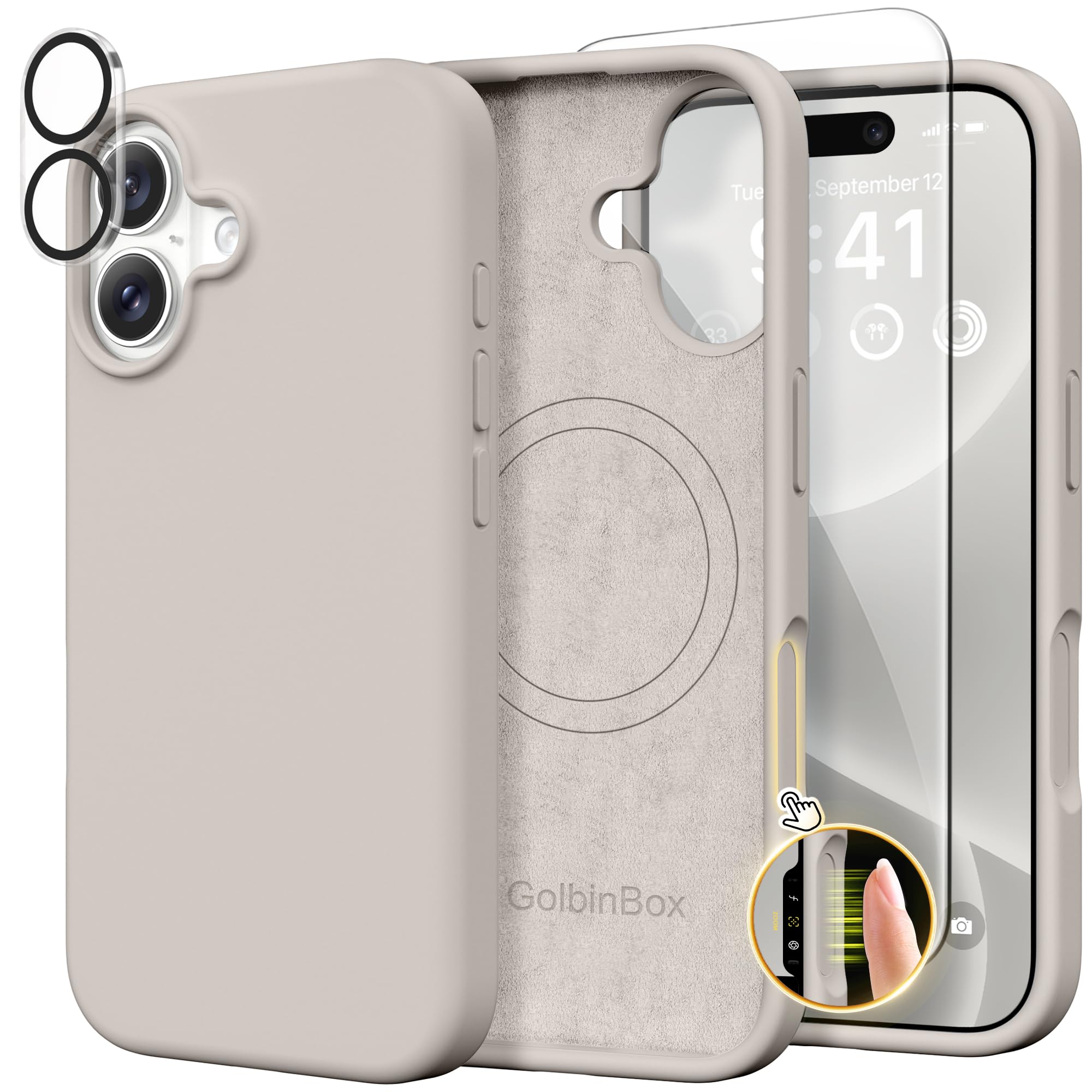 GolbinBox Magnetic for iPhone 17 Case, Silicone Cover, Stone