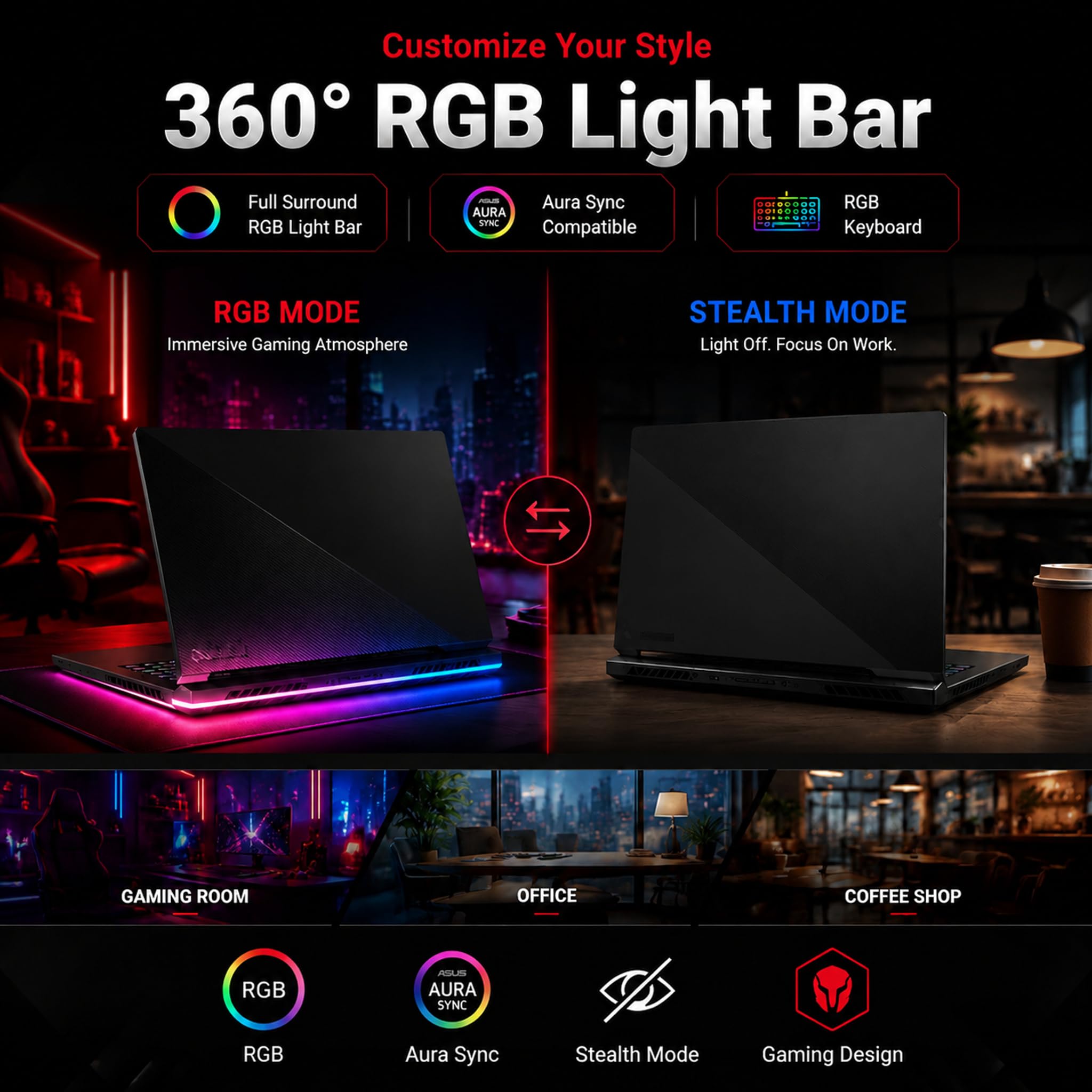 ASUS Ordinateur portable de jeu ROG Strix G16, processeur graphique NVIDIA GeForce RTX 5050, Intel 16-Core i7-14650HX, 16" FHD+ 165 Hz/3 ms, 32 Go DDR5, 1 To SSD, Wi-Fi 7, Windows 11 Pro