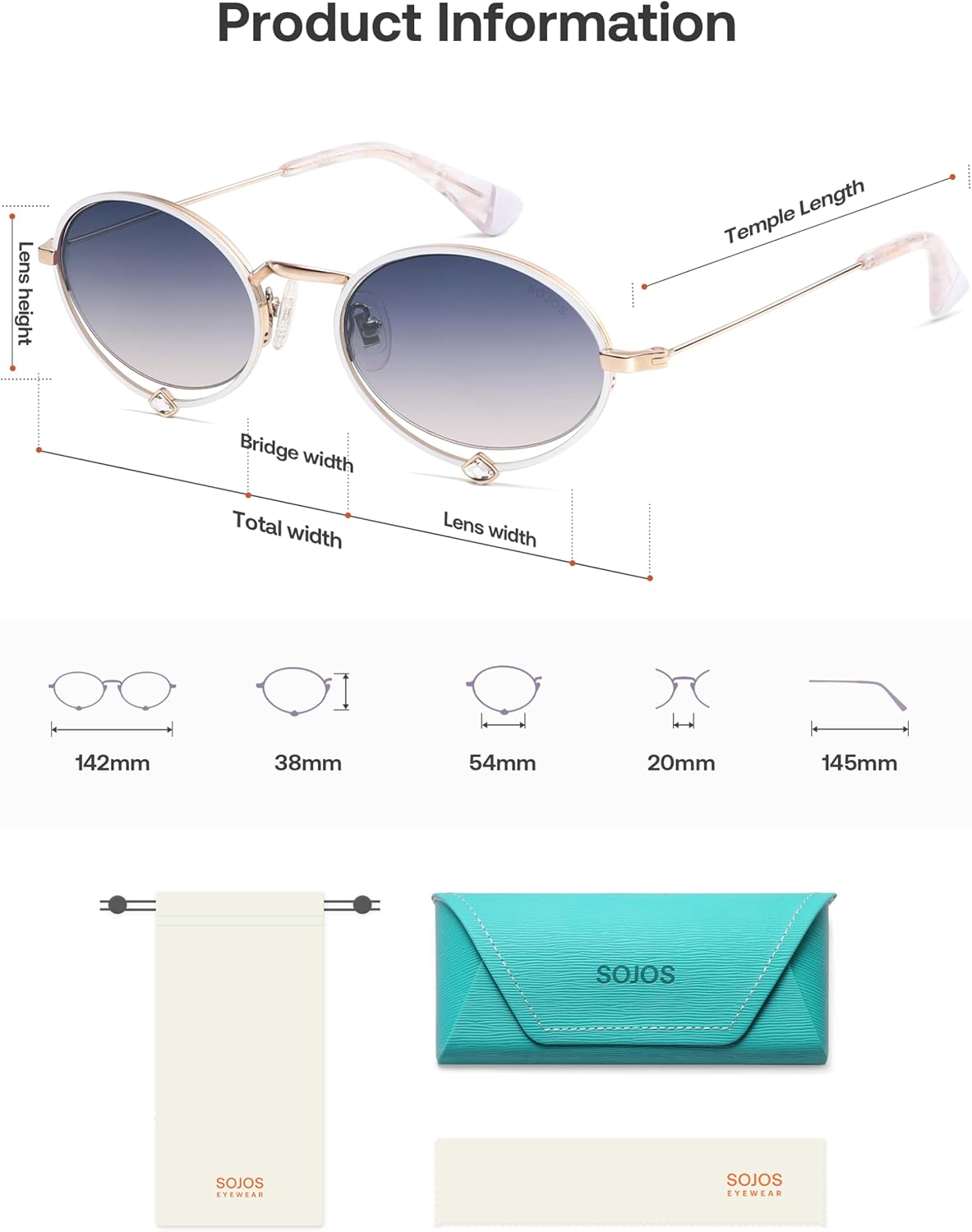 SOJOS Retro Oval Sunglasses Women Trendy Lightweight Narrow Vintage Small Shades UV Protection Sun Glasses, Larmes - Image 6