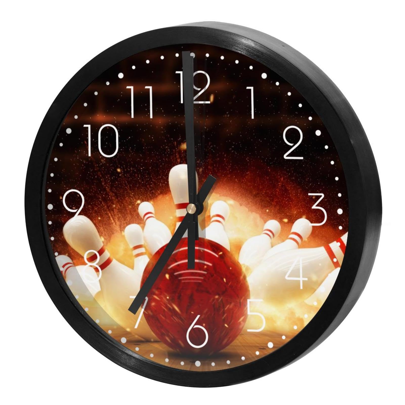 Horloge murale sans bruit mouvement continu design bowling pour en finir avec le tic-tac