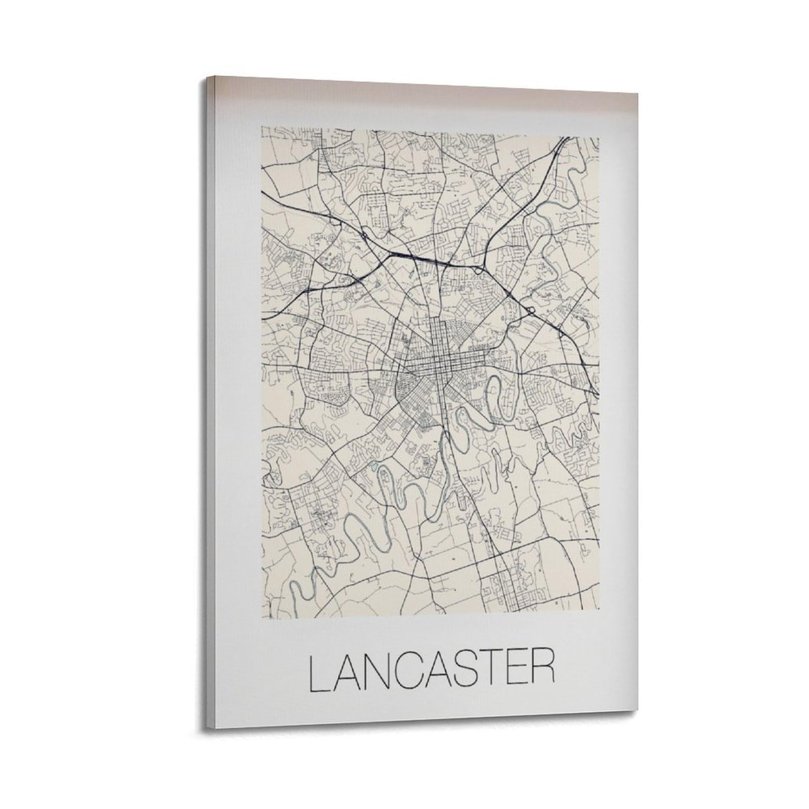 xiaoxiaoshen Lancaster PA City Map Canvas Poster Wall Art Prints Room Aesthetic Murals Bedroom And Living Decorations 24x36inch(60x90cm)