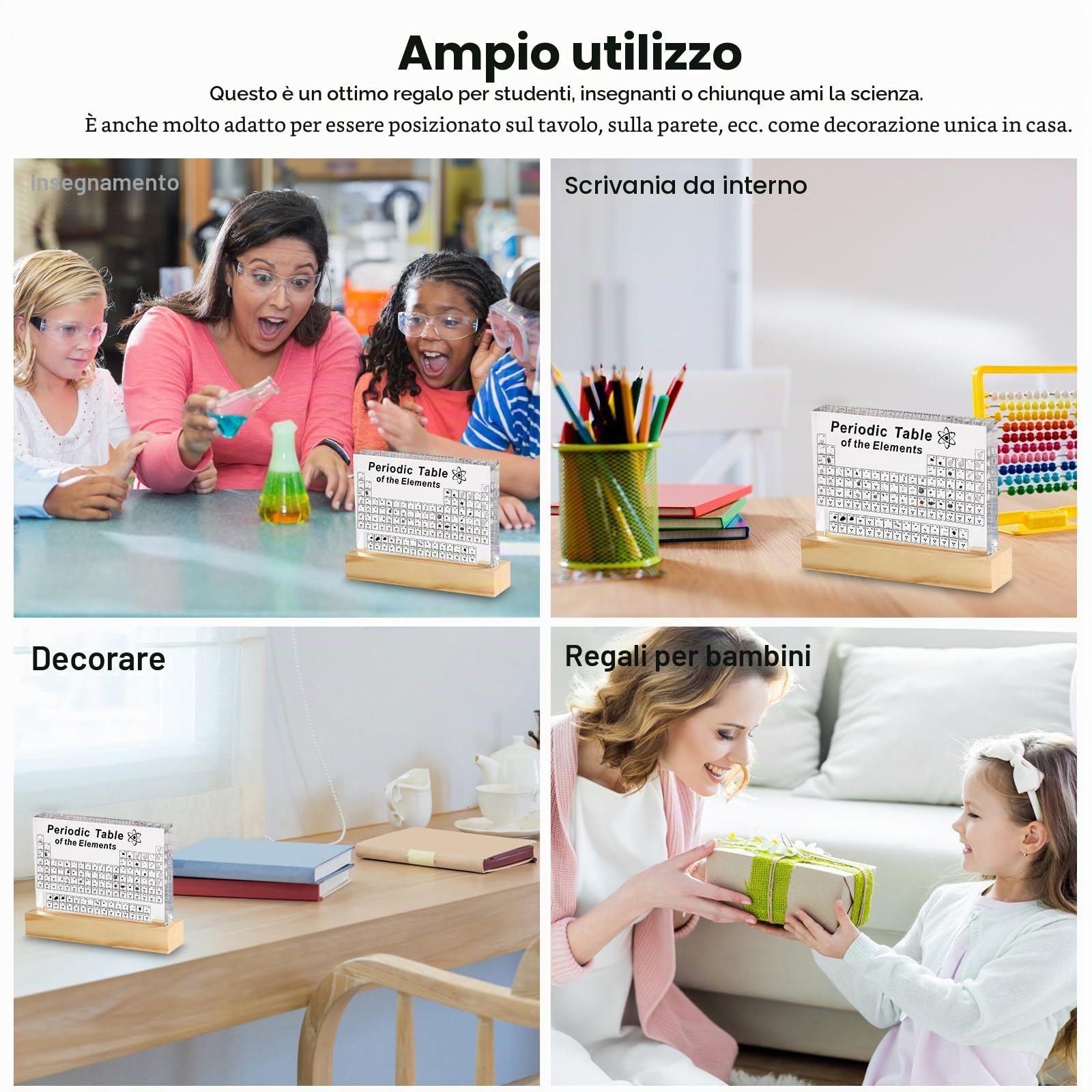 Tavola Periodica con Elementi Reali, Espositore Acrilico Tabella Periodica con Elementi Reali Interni, Tabella Periodica di 83 Elementi per Studenti Insegnanti Bambini Artigianato Decorazione