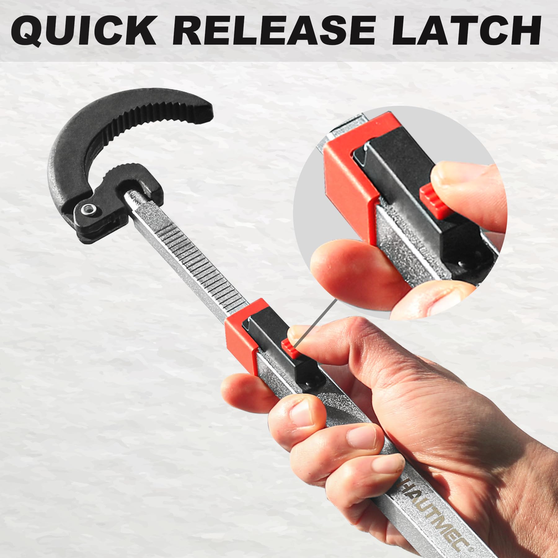 HAUTMEC Clé télescopique de lavabo de 280 à 460 mm, clé de robinet d'évier pour espaces restreints avec mâchoires remplaçables, capacité de 32 à 64 mm, clés de plomberie pour écrous hexagonaux sous